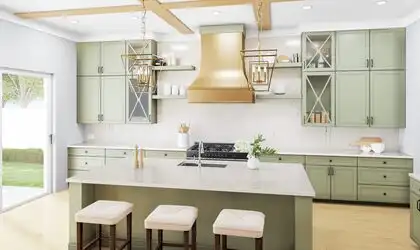 Image of installed PentalQuartz Tramonto Cream Quartz countertops