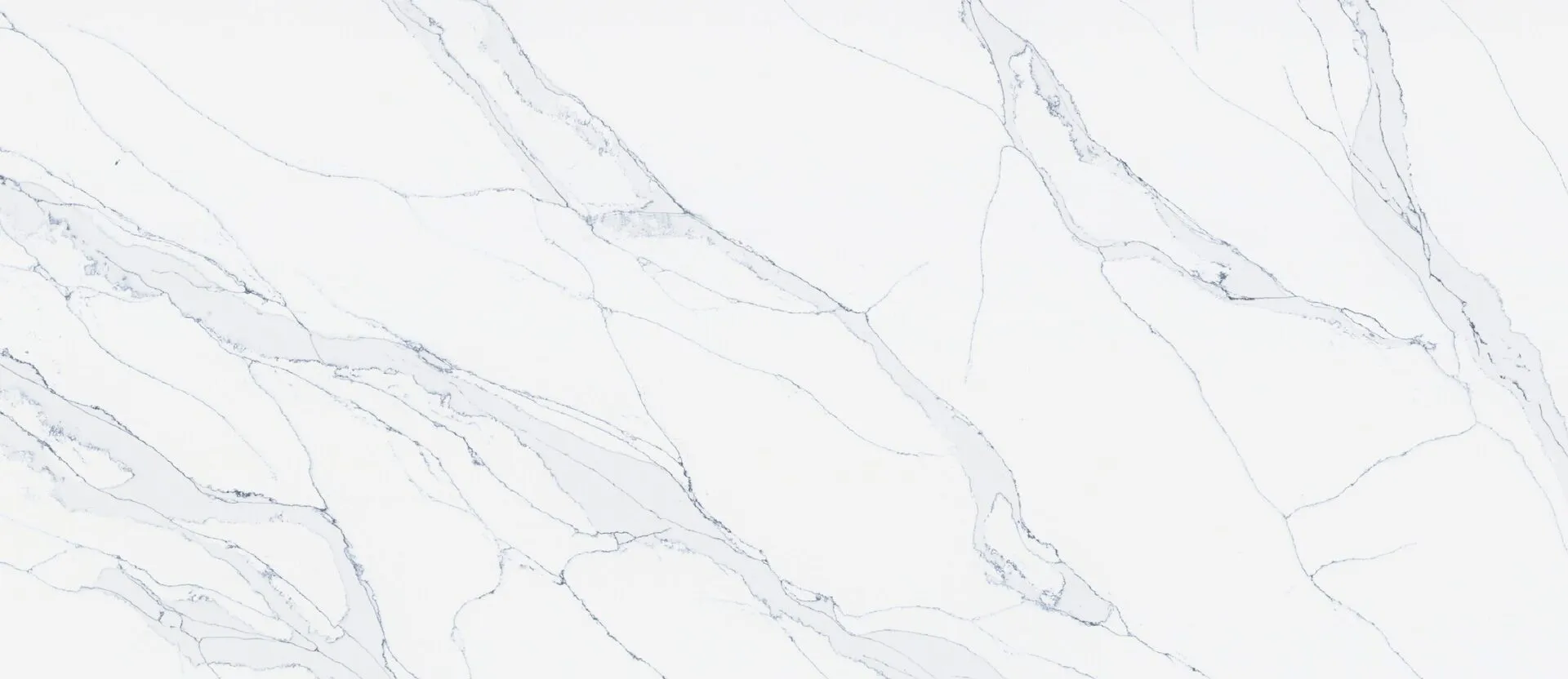 Closeup image of PentalQuartz Unique Calacatta Blue White Quartz countertop slab
