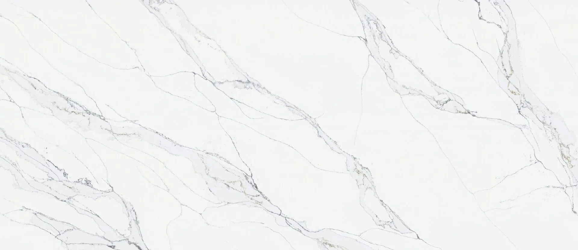 Closeup image of PentalQuartz Unique Calacatta Macchia Vecchia White Quartz countertop slab