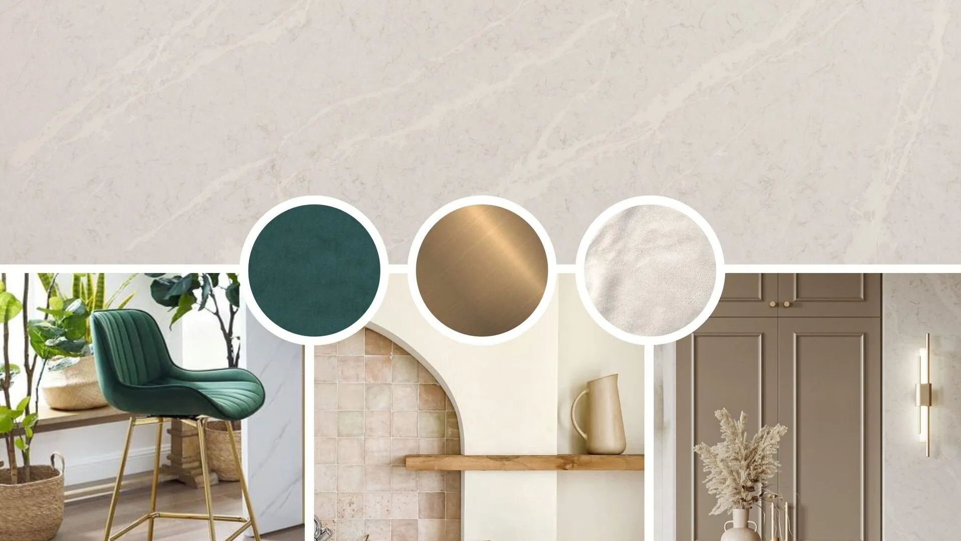 Image of installed PentalQuartz Venus Cream Quartz countertops