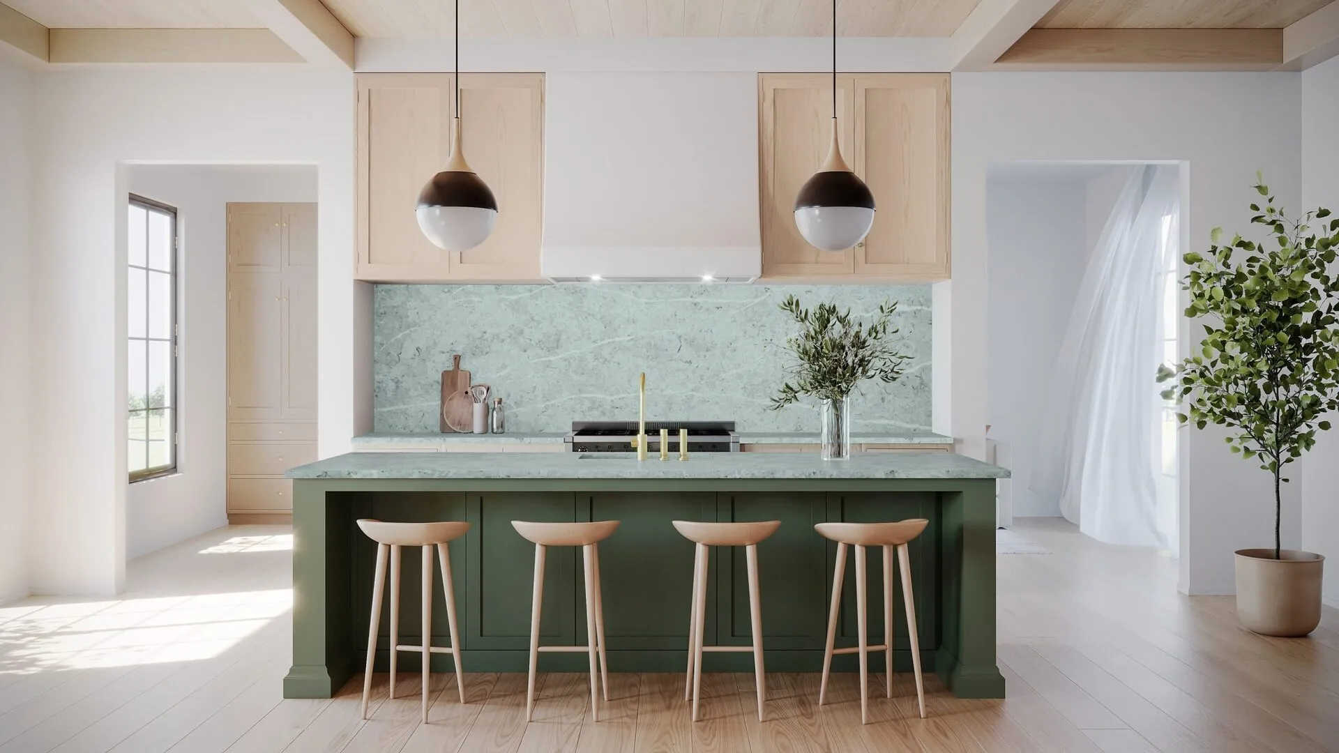 Image of installed PentalQuartz Vezzano Grey Quartz countertops