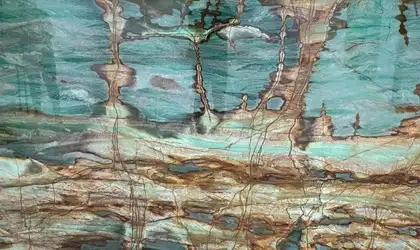 Closeup image of Aurora Quartzite 1st Choice Green Quartzite countertop slab