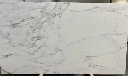 Closeup image of Calacatta Caldia White Marble countertop slab