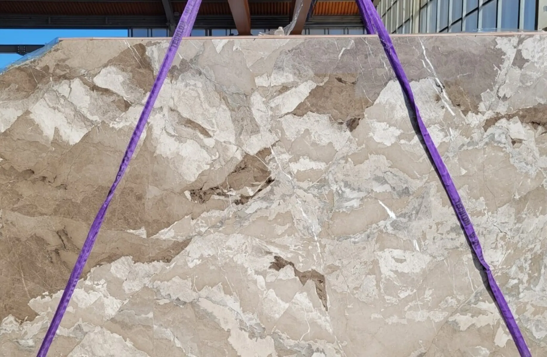 Closeup image of Camouflage Brown Marble countertop slab