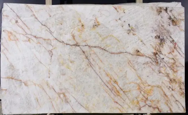 Image of Cristallo Fire Cream Quartzite countertop slab