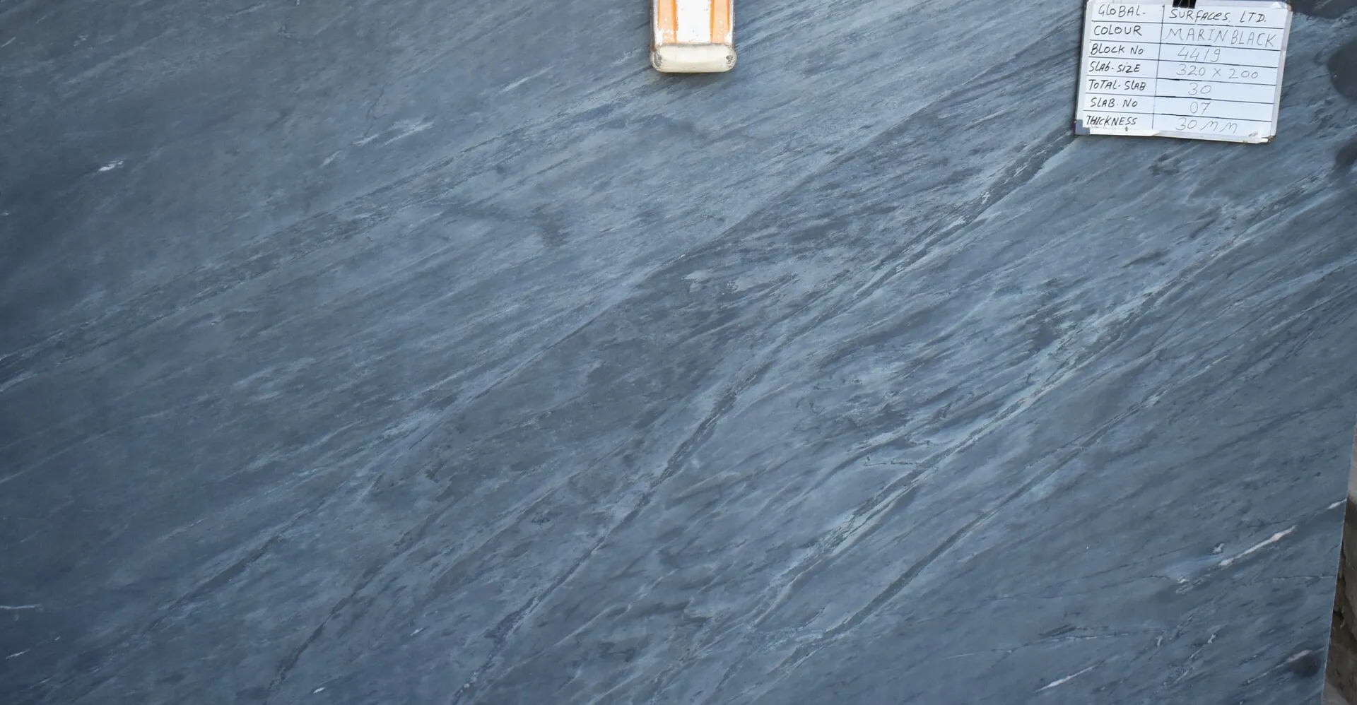 Closeup image of Niagara Black 1st Choice Grey Soapstone countertop slab