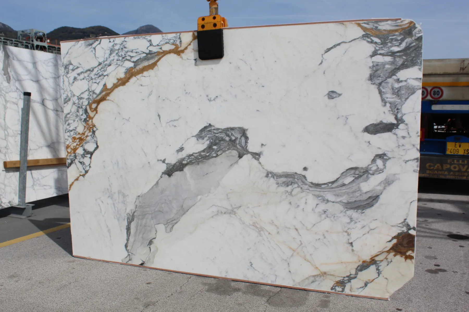 Image of Paonazzo Corchia White Marble countertop slab