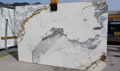 Image of Paonazzo Corchia White Marble countertop slab