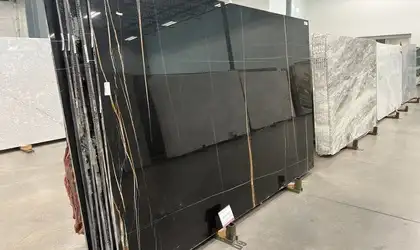 Image of Sahara Noir Black Marble countertop slab