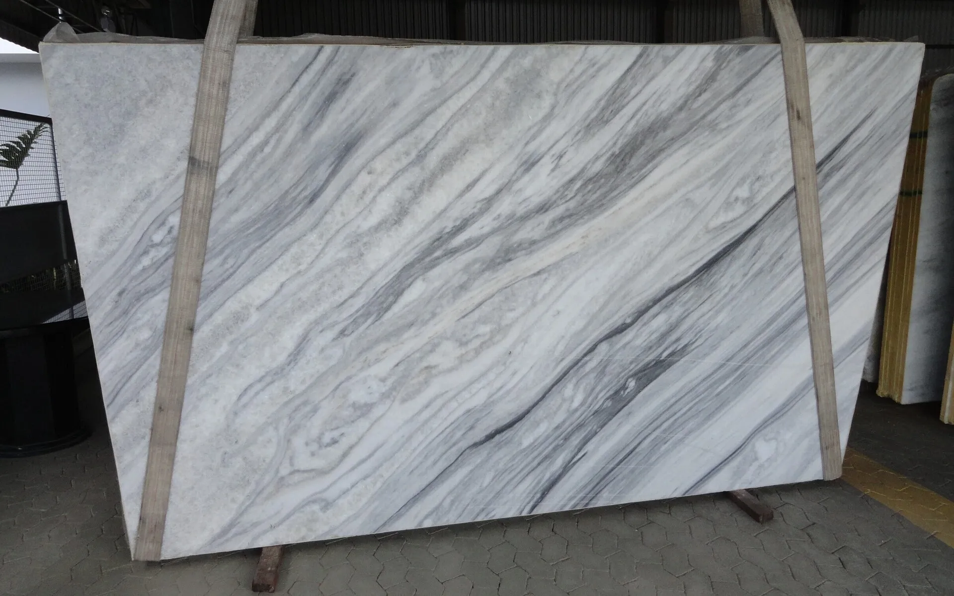 Image of Shadow Storm 1st Choice White Marble countertop slab
