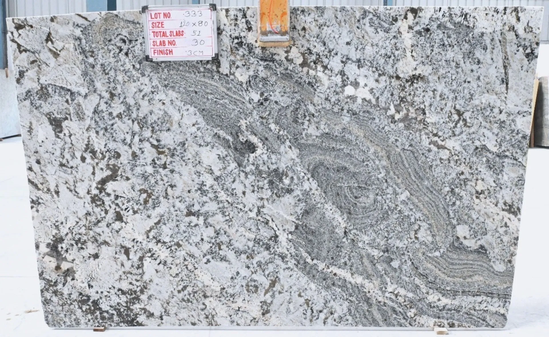 Image of White Nuvo Grey Granite countertop slab