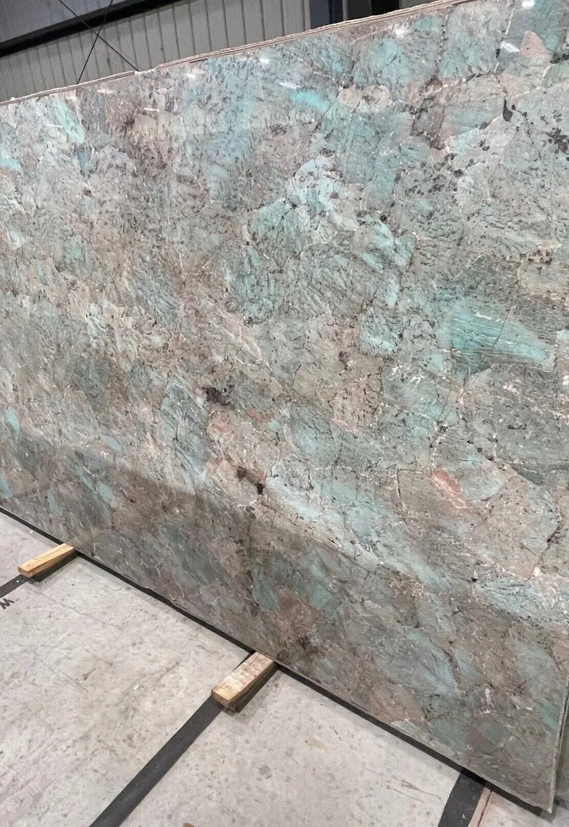 Closeup image of Amazonite Green Marble countertop slab
